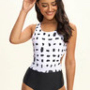 Black And White Block One-Piece Swimsuit